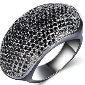 Black Marcasite Statement Ring